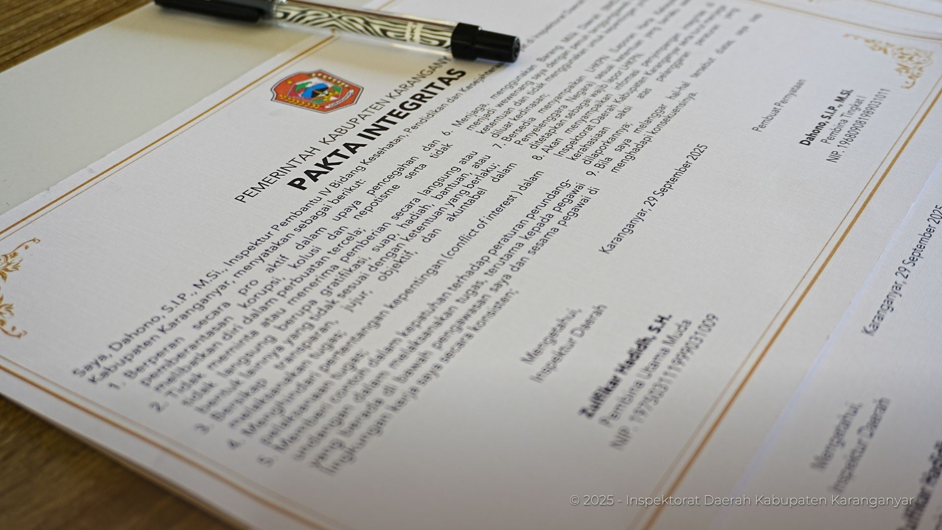 Penandatanganan Pakta Integritas, Inspektorat Karanganyar Teguhkan Komitmen Integritas ASN