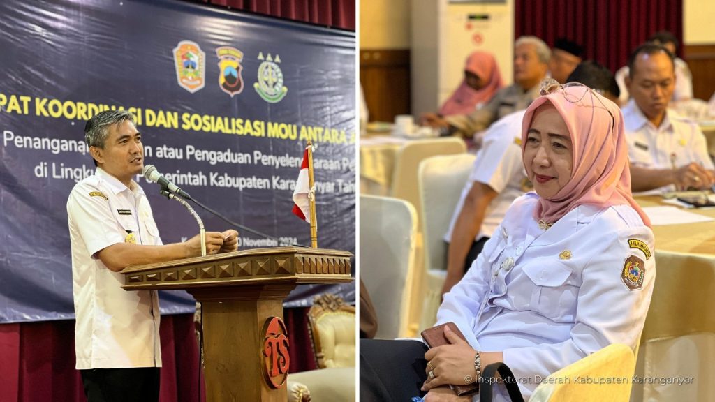 Bupati Karanganyar dalam acara Rakor dan Sosialisasi MoU APH APIP Kab. Karanganyar Tahun 2024 (20 November 2024)
